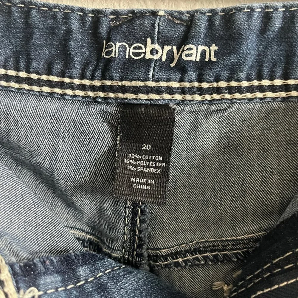 Lane Bryant Women's Dark Wash Stitch Boot Cut Jeans Size 20 Style 015001-12